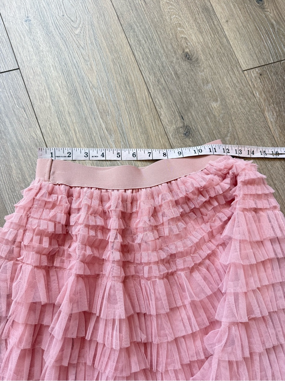 Tana Tulle Pleated Tiered Maxi Skirt - Blush Pink Size Medium - Picture 6 of 12